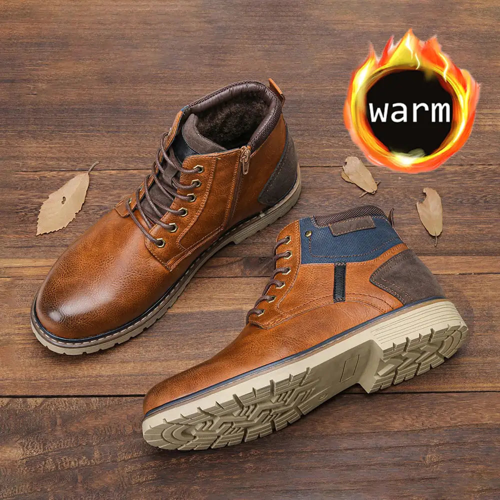Polished Velvet Warm Men's Cross Martin Boots