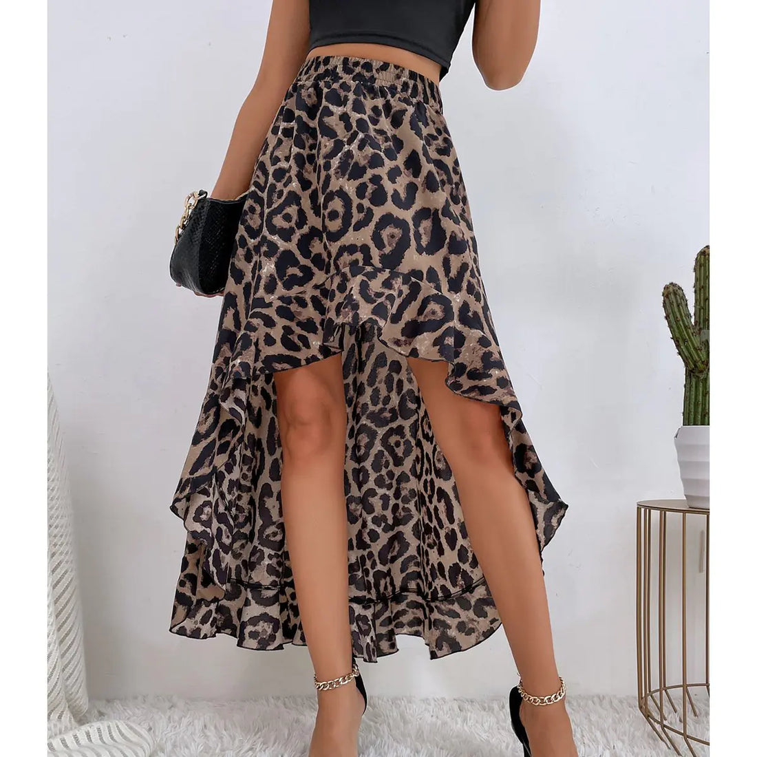 Casual Trend A-Line Irregular Printed Skirt