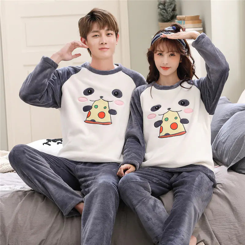 Couple Coral Velvet Pajamas for Autumn and Winter