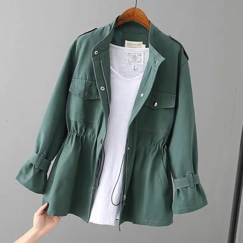 Women's Windbreaker 2023 Autumn New Korean Wild Loose Stand-Collar Fashion Pink Jacket Female Student Windbreaker Coat Lining 96