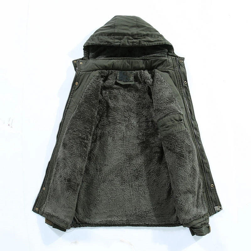 DIMUSI Winter Men's Jackets Fashion Fleece Warm Winbreaker Jackets Male Outdoor Thicken Military Thermal Hooded jackets Clothing