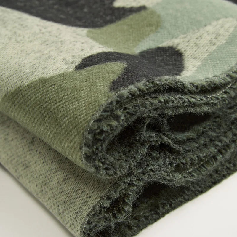 2023 Winter Leopard Print Cashmere Scarf Women Green Warm Thick Wool Shawl for Women Scarves and Shawls Ladies Ponchos and Capes
