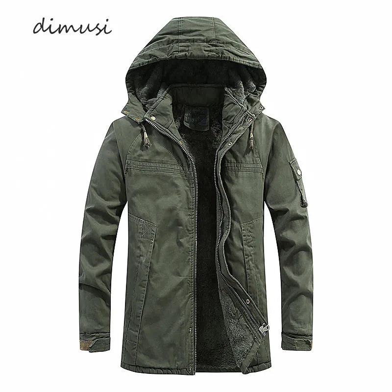 DIMUSI Winter Men's Jackets Fashion Fleece Warm Winbreaker Jackets Male Outdoor Thicken Military Thermal Hooded jackets Clothing