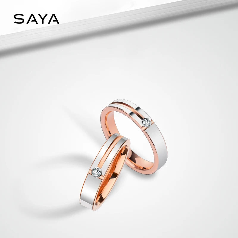 Wedding Ring, Rose Gold Plating Tungsten Synthetic Moissanite Inlay Confort Fit Band, Free Shipping, Engraving