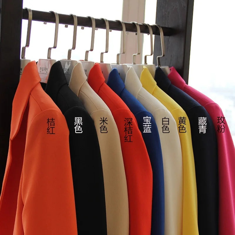 Brand European Candy Style Colors Blazer Feminino Newest 2021 Spring Autumn Women Clothing Long Loose Casual Coat Women's Jacket