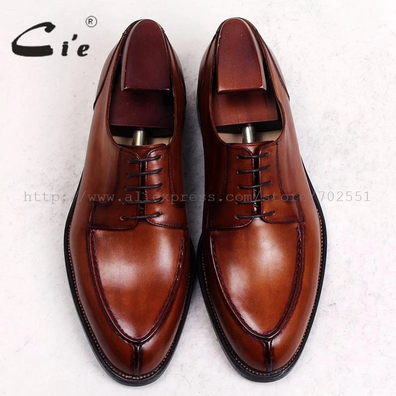 cie Free Shipping Bespoke Custom Handmade Genuine Calf Leather Outsole Breathable Lacing Men's Derby shoe Brown Goodyear No.D143