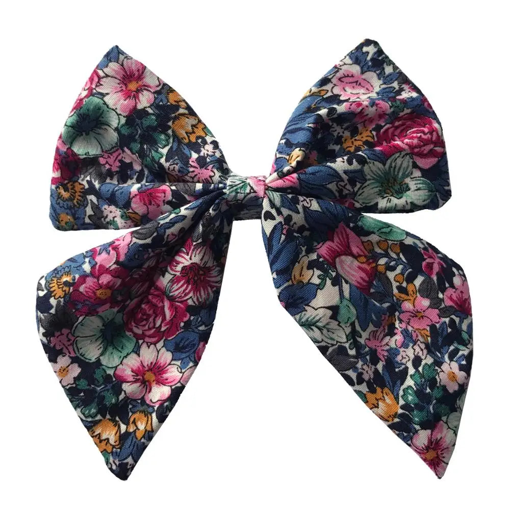 Cotton Linen Hair Bows Boutique Hair Clips Baby Girls Women Large Sailor Bow Barrettes Hairgrips Hair Accessories Headwear