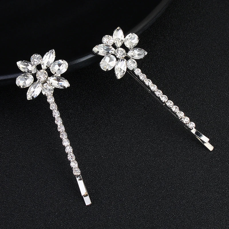 Miallo 2pcs/lot Brief Flower Women Hair Clips Austrian Crystal Stone Wedding Bridal Bride Barrette Hair Accessories for Girls
