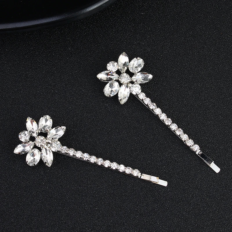 Miallo 2pcs/lot Brief Flower Women Hair Clips Austrian Crystal Stone Wedding Bridal Bride Barrette Hair Accessories for Girls