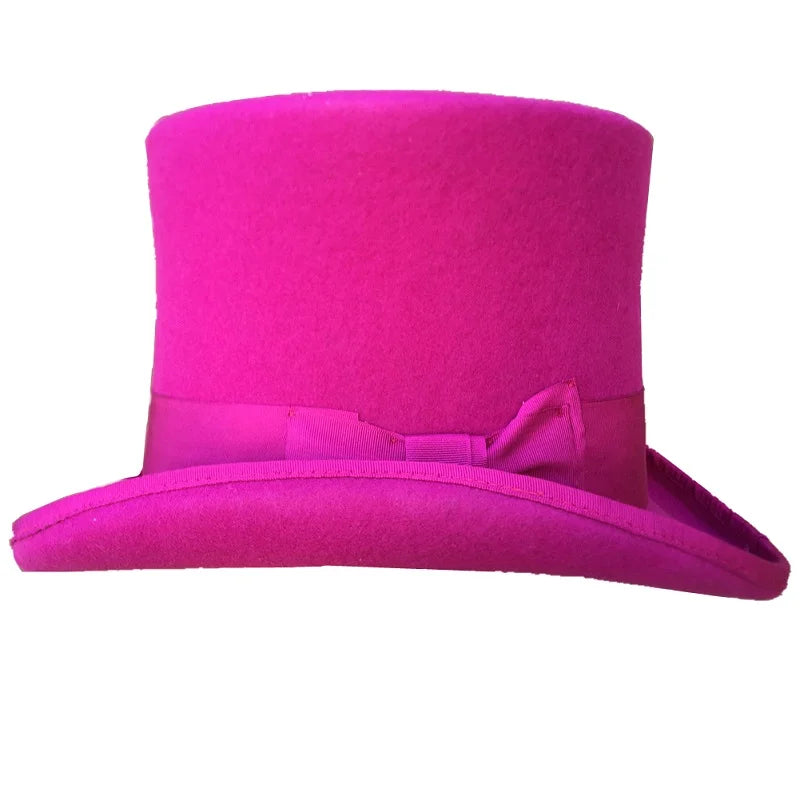 Rose PINK Women Top Hat Victorian  Cylinder Hat Chimney Pot Steampunk Mad Hatter Hat Toppper
