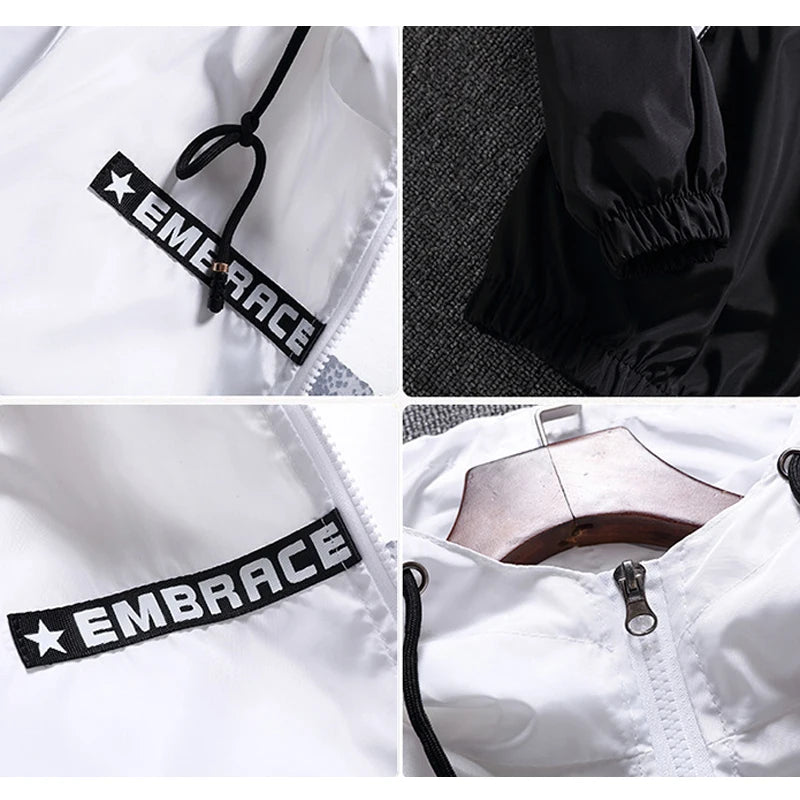 DIMUSI Spring Autumn Men's Jackets Hip Hop Jacket Windbreaker Hooded Casual Zipper Male Retro Vintage Streetwear Jackets,TA316