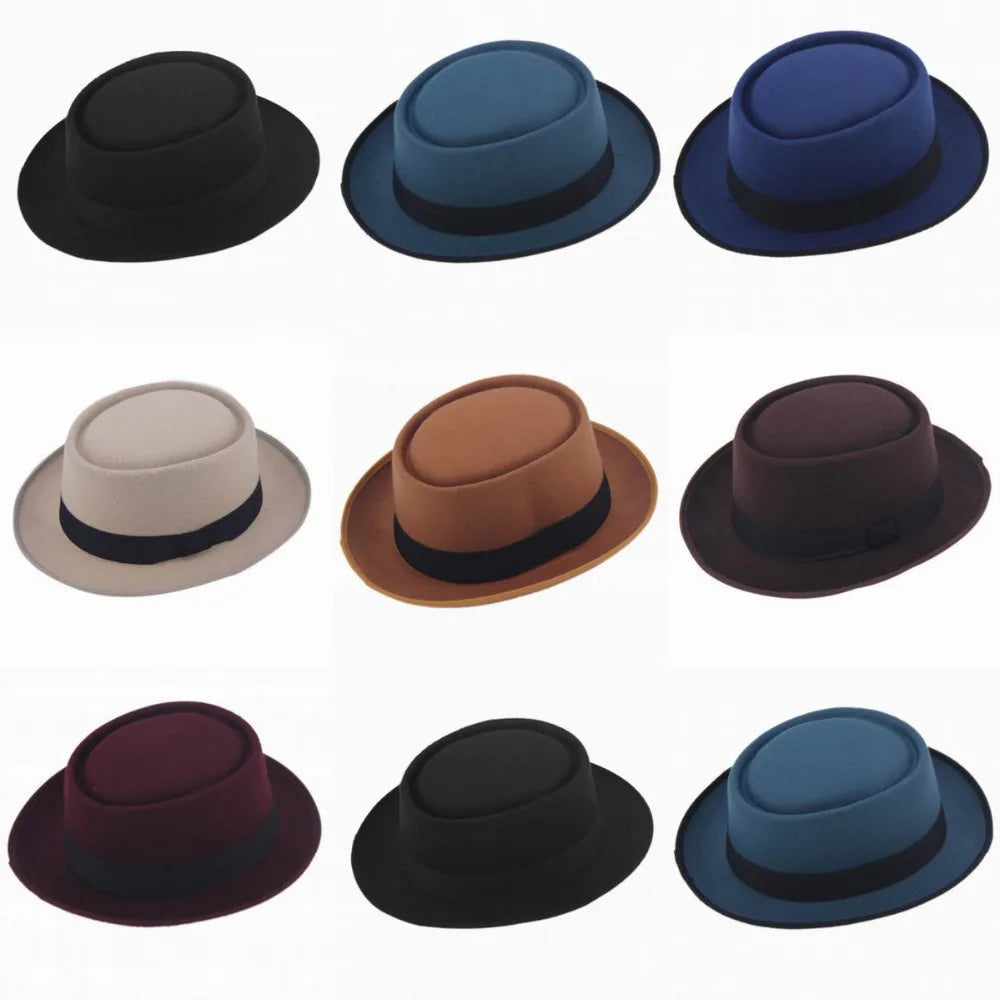 9color Unisex women men sun hat fedora Felt Pork Pie Crushable Hat BREAKING panama BB Hat Walter White Heisenberg IN STOCK 25
