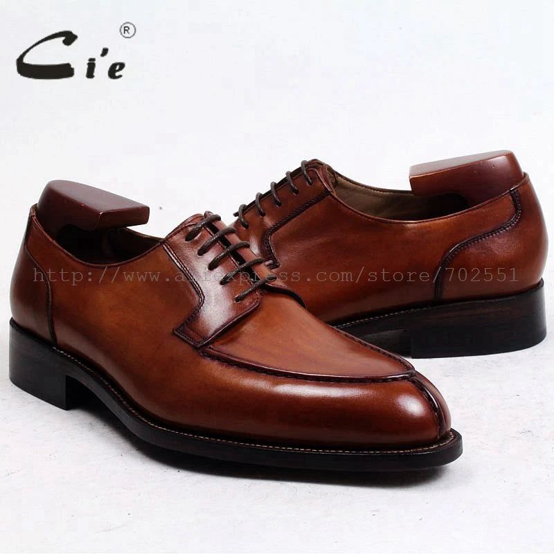 cie Free Shipping Bespoke Custom Handmade Genuine Calf Leather Outsole Breathable Lacing Men's Derby shoe Brown Goodyear No.D143