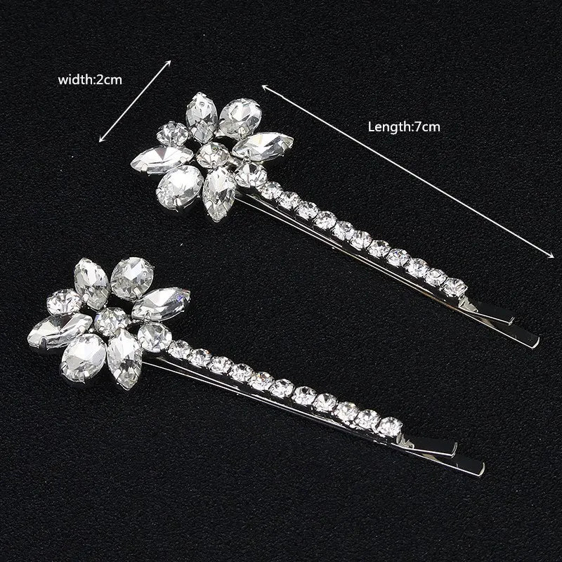 Miallo 2pcs/lot Brief Flower Women Hair Clips Austrian Crystal Stone Wedding Bridal Bride Barrette Hair Accessories for Girls