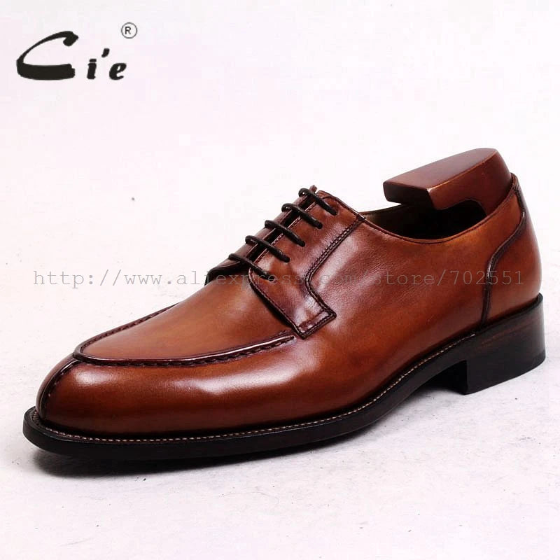 cie Free Shipping Bespoke Custom Handmade Genuine Calf Leather Outsole Breathable Lacing Men's Derby shoe Brown Goodyear No.D143