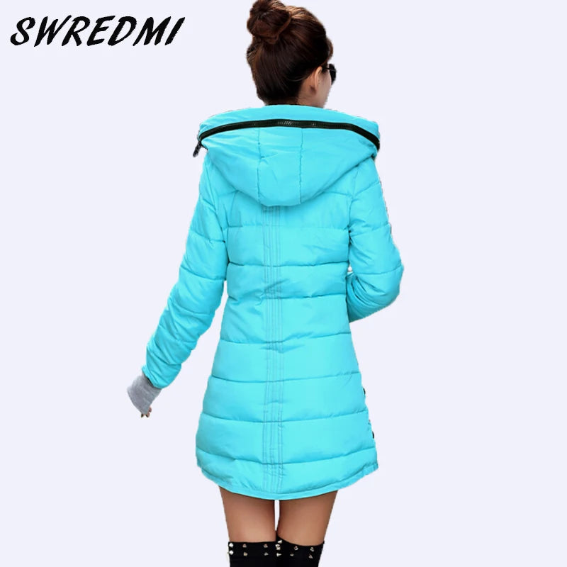 SWREDMI Women's Jacket Winter 2023 New Medium-Long Cotton Parka Coat Slim Ladies Casual Clothing Hot Sale