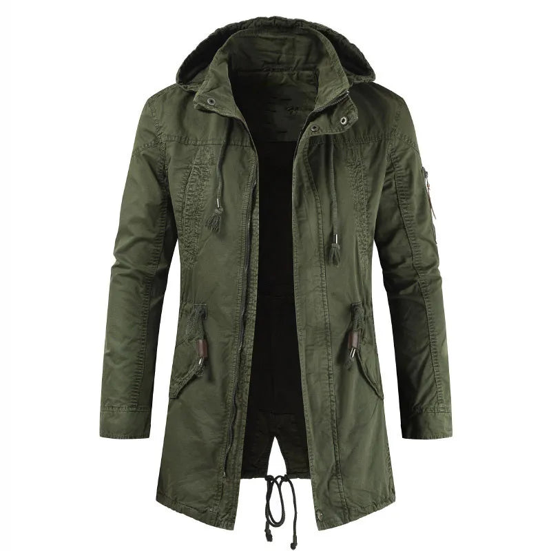New Arrival Men Jacket Spring Mens Casual Hooded Slim Windbreaker Coat Autumn Vintage Cotton Outerwear Male Clothes jaqueta 4XL