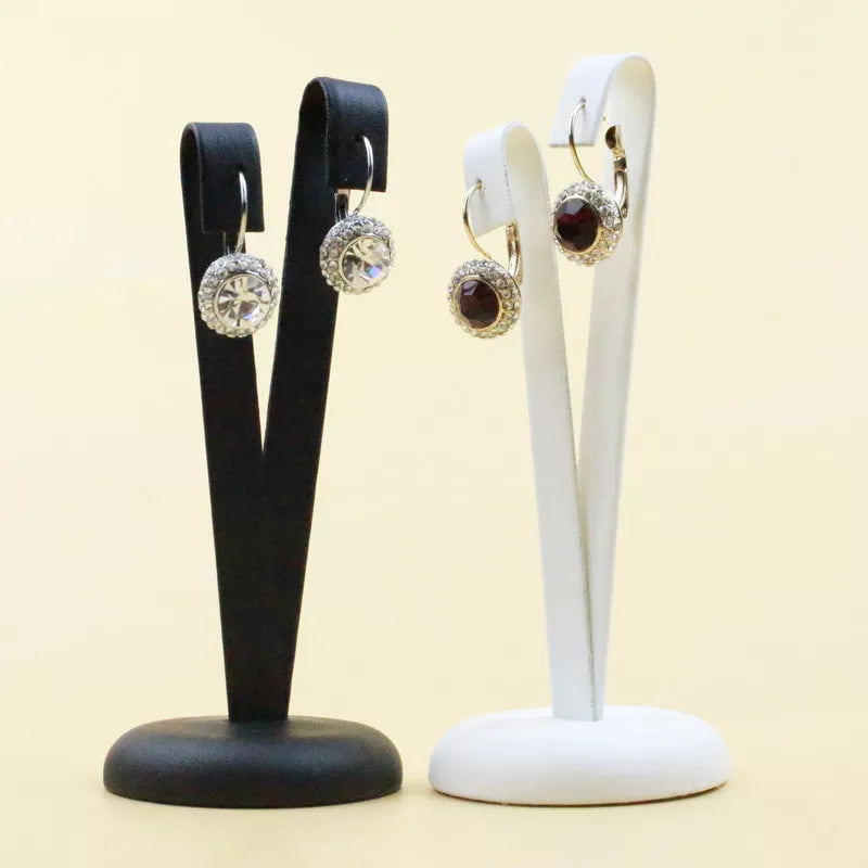 New Fashion Black White V Shape PU Leather Creative Earrings Display Holder Earrings Display Stand Earrings Rack Jewelry Display