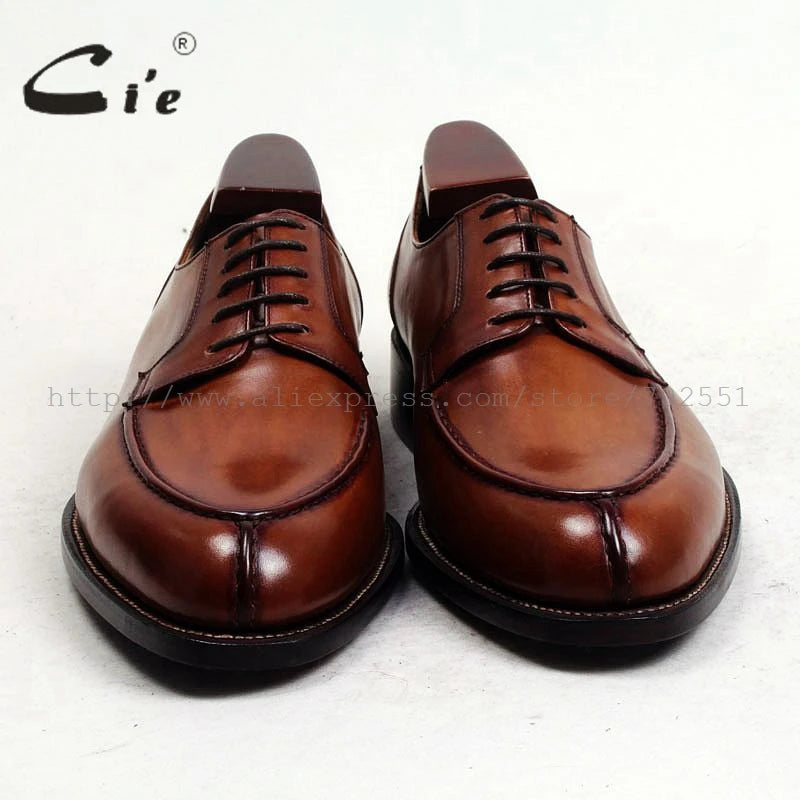 cie Free Shipping Bespoke Custom Handmade Genuine Calf Leather Outsole Breathable Lacing Men's Derby shoe Brown Goodyear No.D143