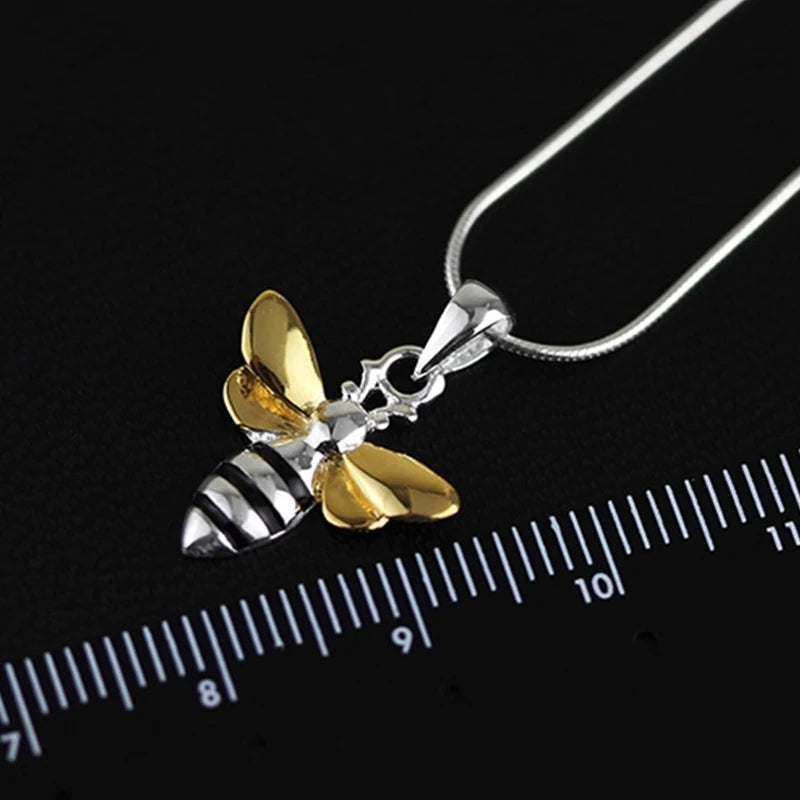 Lotus Fun Real 925 Sterling Silver Handmade Fine Jewelry Lovely Charm Honey Bee Pendant without Chain Acessorios for Women Gift