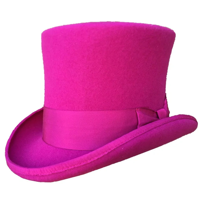 Rose PINK Women Top Hat Victorian  Cylinder Hat Chimney Pot Steampunk Mad Hatter Hat Toppper