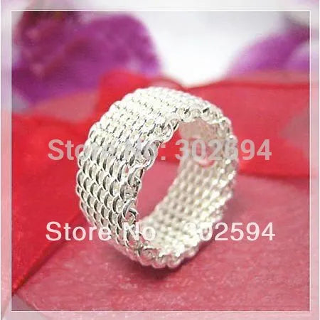 925 free shipping silver color charm Women lady mesh ring,new fashion jewellery charm silver ring jewelry gift R040
