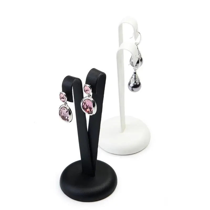 New Fashion Black White V Shape PU Leather Creative Earrings Display Holder Earrings Display Stand Earrings Rack Jewelry Display