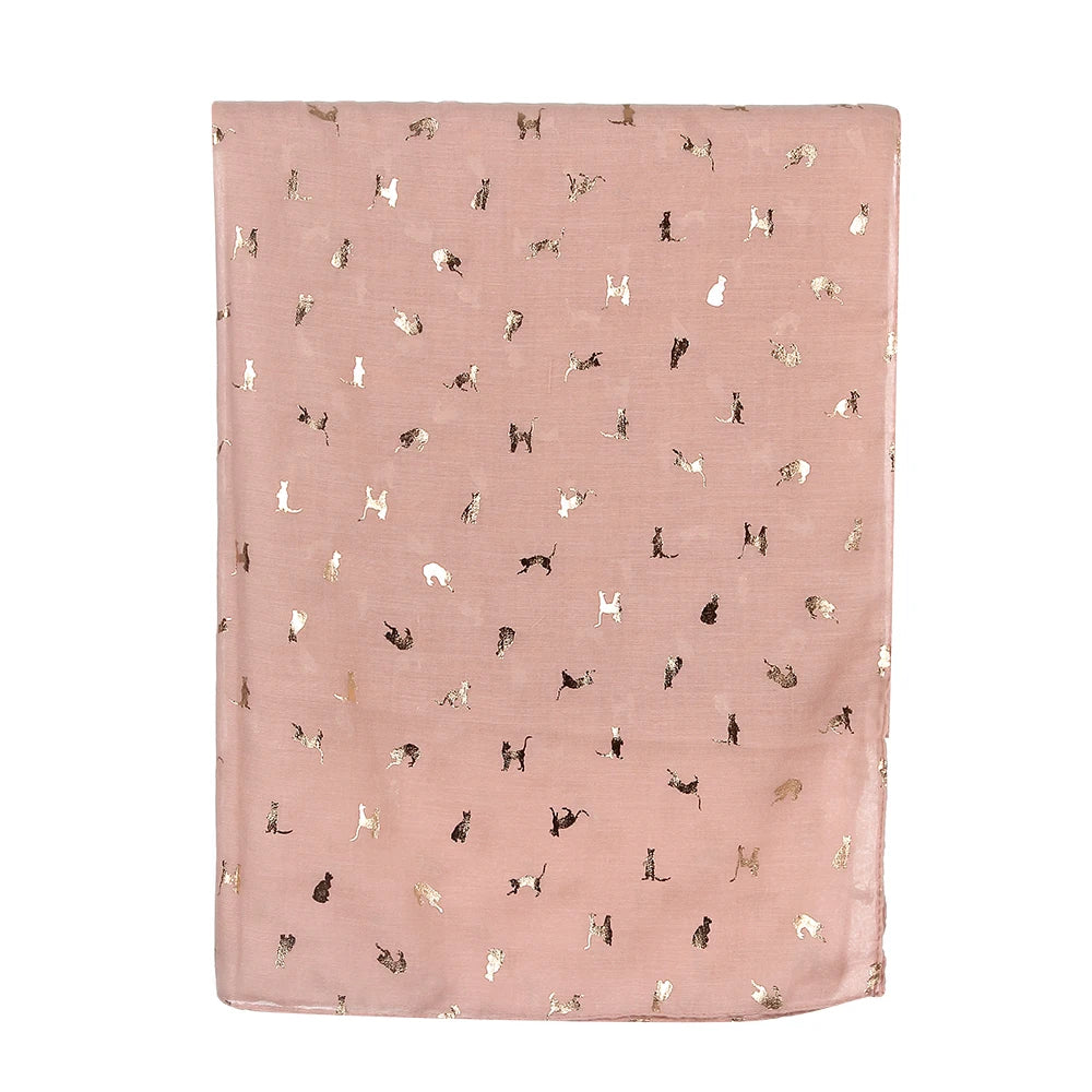 FOXMOTHER Scarf Women Scarves Luxury Shiny White Navy Yellow Bronzing Foil Gold Cat Scarf Shawl Hijab Neck Head Scarves Ladies
