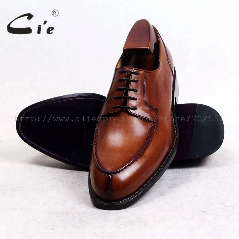 cie Free Shipping Bespoke Custom Handmade Genuine Calf Leather Outsole Breathable Lacing Men's Derby shoe Brown Goodyear No.D143