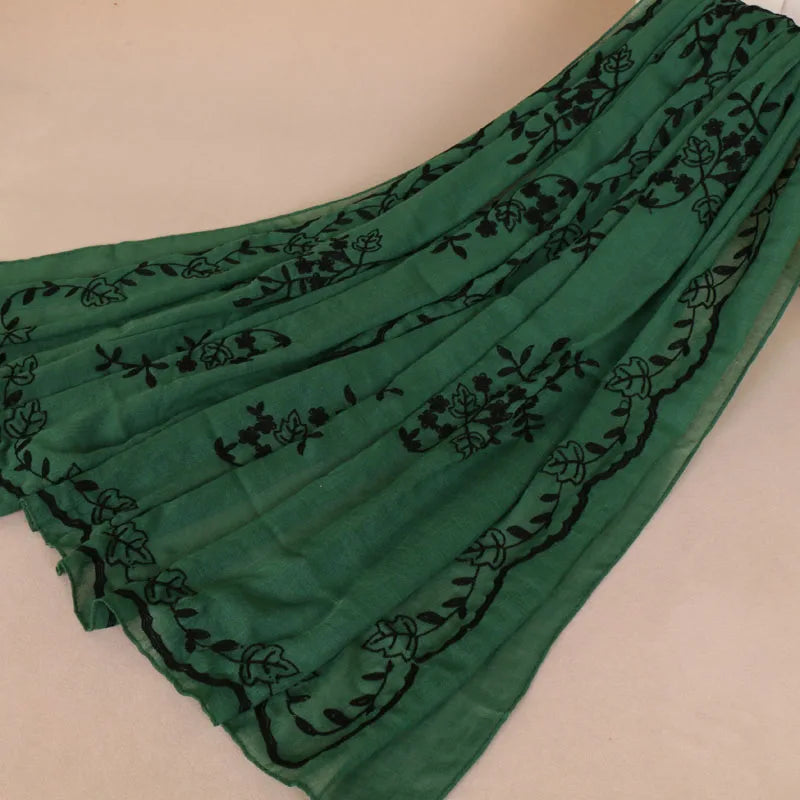 2022 Women Plain Embroider Floral Viscose Scarf Brand Printe Shawls and Wraps Lady Pashmina Stoles Muslim Hijab Foulards Sjaal