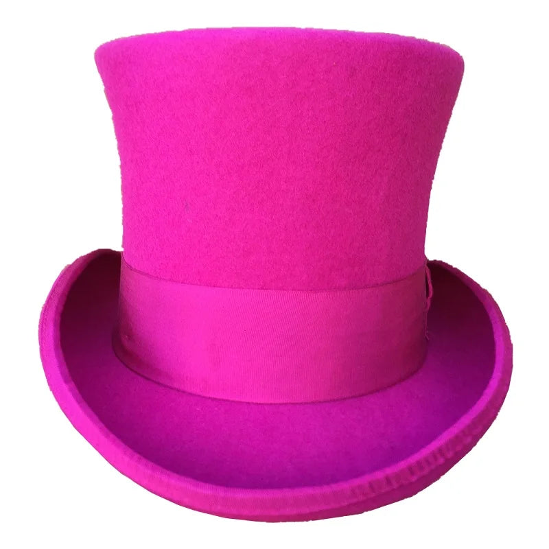 Rose PINK Women Top Hat Victorian  Cylinder Hat Chimney Pot Steampunk Mad Hatter Hat Toppper