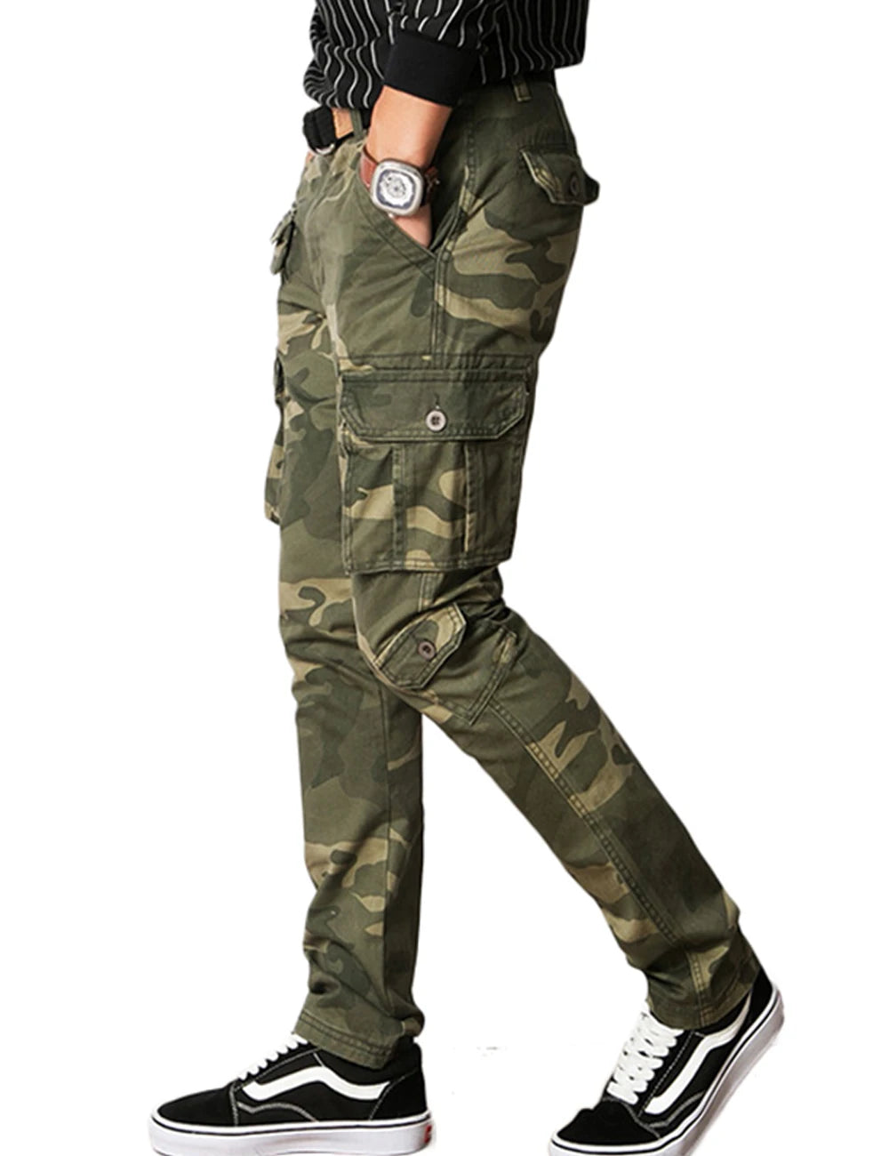 Vomint New Men Fashion Military Cargo Pants Slim Regualr Straight Fit Cotton Multi Color Camouflage Green Yellow V7A1P015