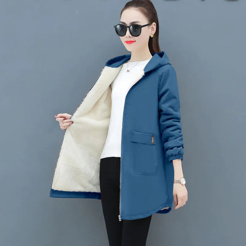 Loose Mid-Length Hooded Top