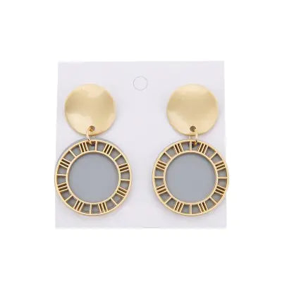 Trendy Roman Numeral Cutout Sequin Earrings for Girls