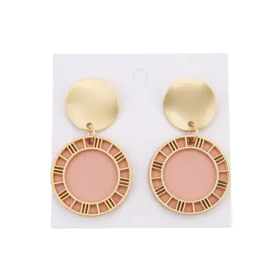 Trendy Roman Numeral Cutout Sequin Earrings for Girls
