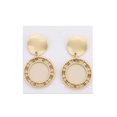 Trendy Roman Numeral Cutout Sequin Earrings for Girls