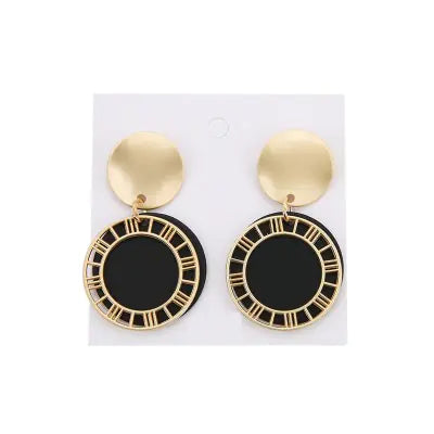 Trendy Roman Numeral Cutout Sequin Earrings for Girls