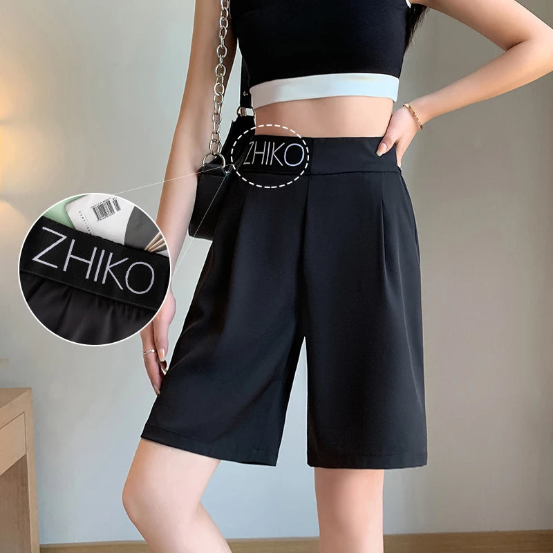 Shorts Women's Cycling Summer Shorts High Waist Black Suit Shorts Oversize Casual Basic Short Pants Korean Fashion CICHENG