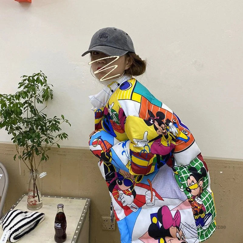 Disney Mickey Sweatshirt Women's Fashion Korean Loose Student Cartoon Printed Coat Autumn Winter Harajuku Jacket Y2k Top Clothes