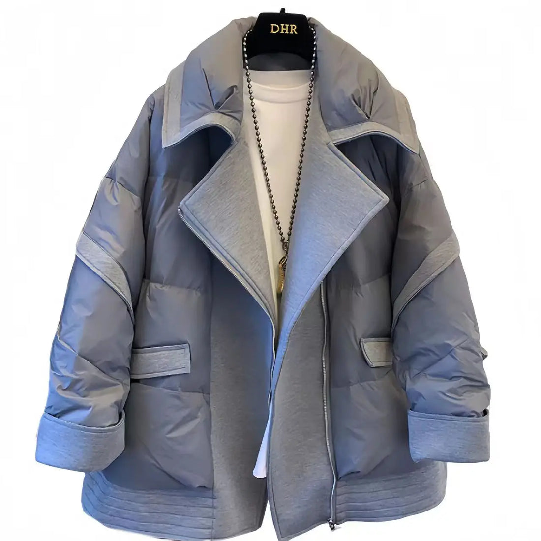 Women's Korean Style Cotton-Padded Jacket, Suit Collar, Panel Parka, Short Loose Coat, Fashion and Chic Jackets, Winter, New