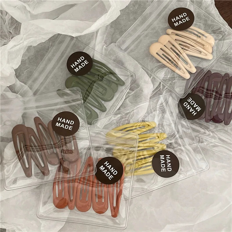 5pcs/pack Korean Solid Color Water-drop Shaped Hairpins Premium Alloy Bobby Pins Side Hair Clips Simple Barrette For Women Girls