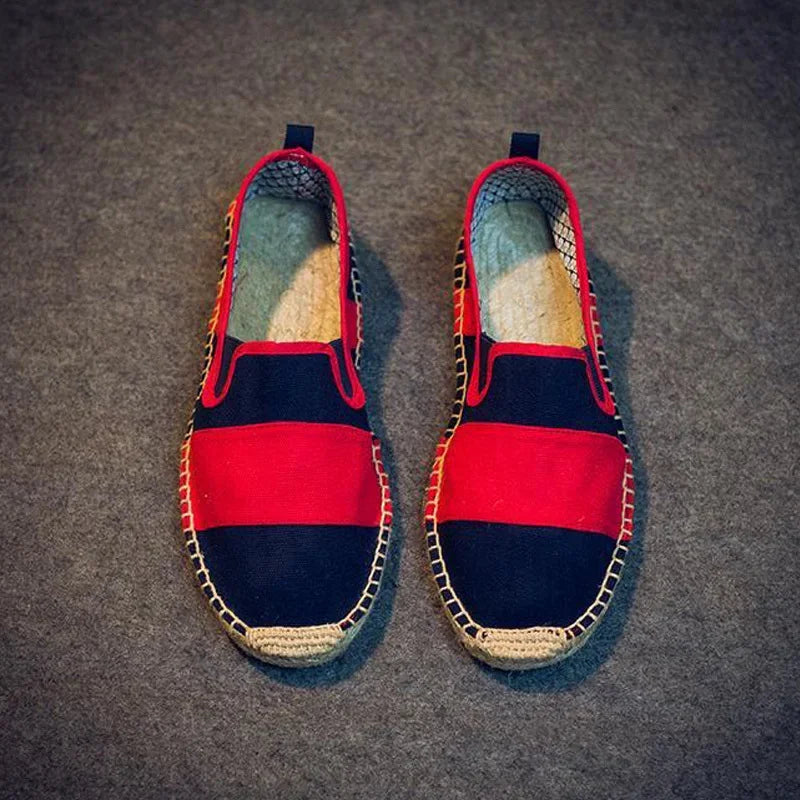 Spring Summer Fashion Shoes Slip-on Flat Breathable Mens Loafers Brand Male Casual Lazy Shoes Red Black XZ19