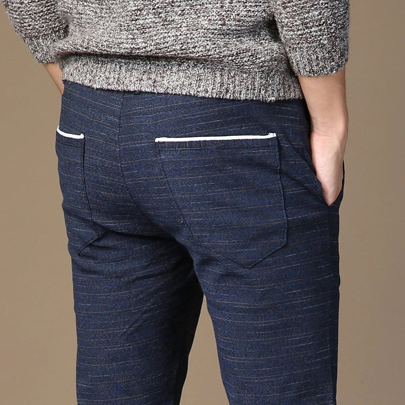 MRMT 2023 Brand New Men's Trousers Casual Elastic Straight Men Trousers Thick For Male Mens Striped Pants Clothes Man Trouser