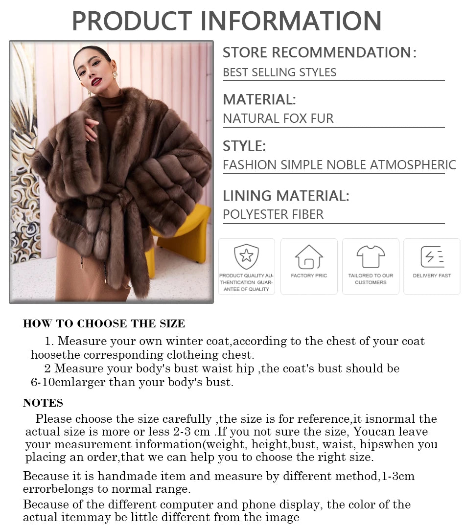 Fur Coat Women Real Fox Fur Coat Women 2023 Luxury Winter Natural Fox Fur Women's Short Fur Jacket