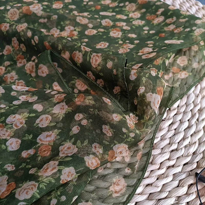 70*180CM Women Foulard Elegant Bandana Chiffon Georgette Scarf  Flower Long Shawl Summer Sun Protection Thin Breathable