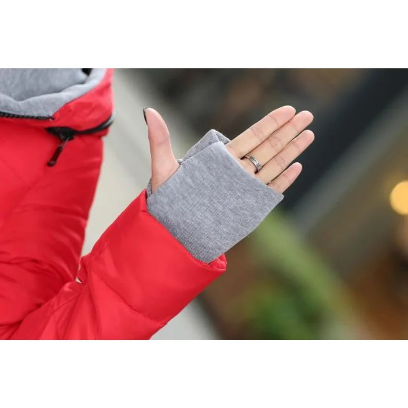 2022 Autumn Winter Slim Down Cotton Jacket Female Medium-long Thickening with A Hood Women's Gloves Wadded Coat Cheap Wholesale
