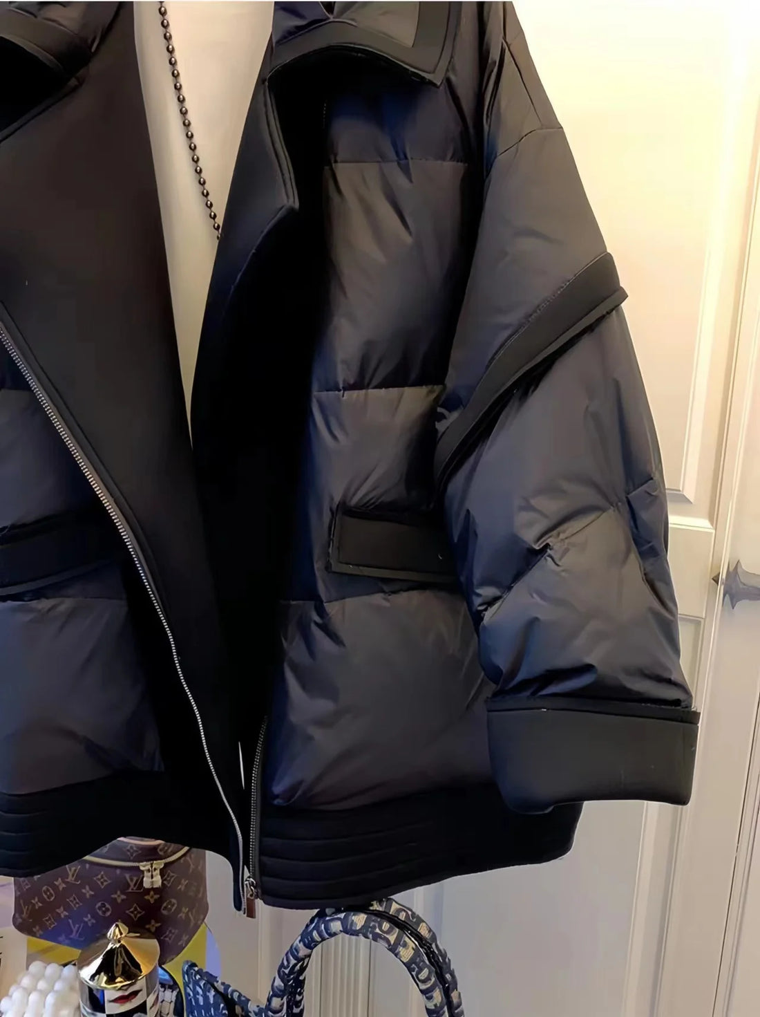 Women's Korean Style Cotton-Padded Jacket, Suit Collar, Panel Parka, Short Loose Coat, Fashion and Chic Jackets, Winter, New