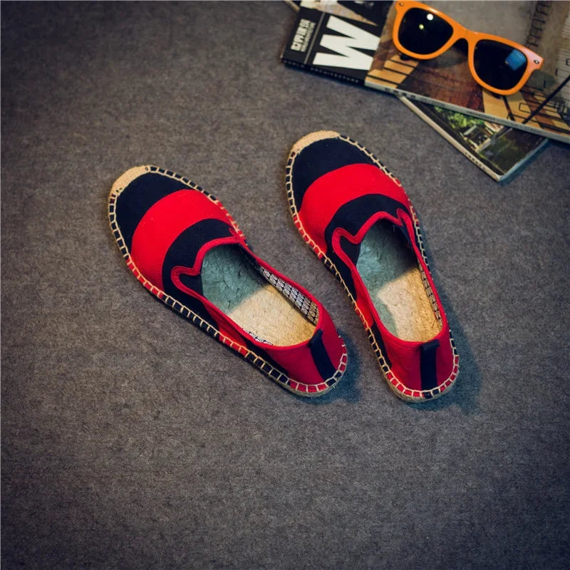 Spring Summer Fashion Shoes Slip-on Flat Breathable Mens Loafers Brand Male Casual Lazy Shoes Red Black XZ19
