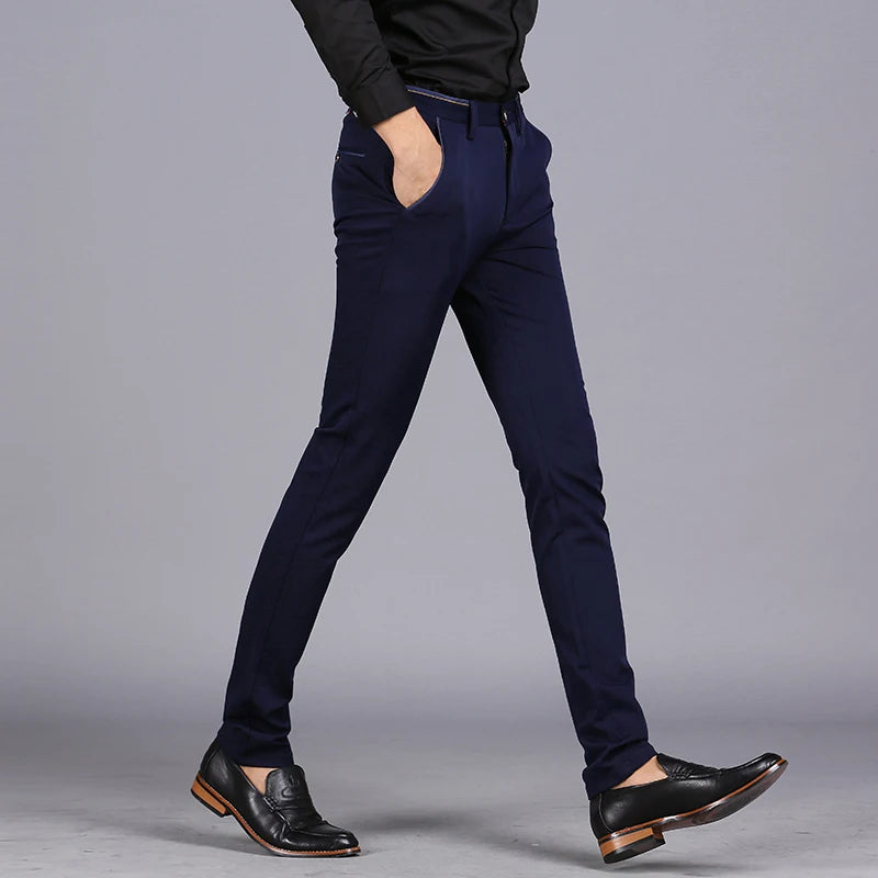 2023 Spring Non-Iron Dress Men Classic Pants Fashion Business Chino Pant Male Stretch Slim Fit Elastic Long Casual Black Trouser