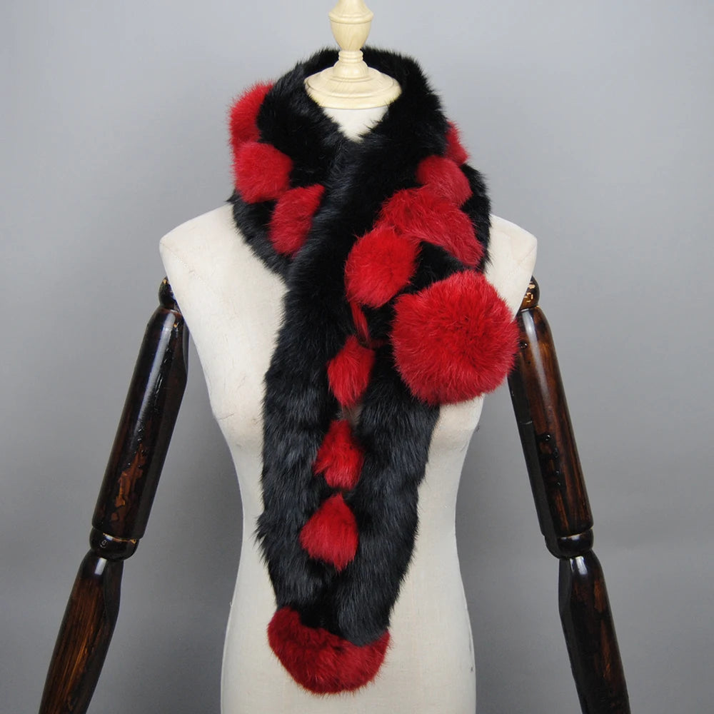 2023 Winter Luxury Natural Real Rabbit Fur Warm Scarf Fashion Soft Plush Thicken Snood Scarves Shawl for Adult Kids Women Girls